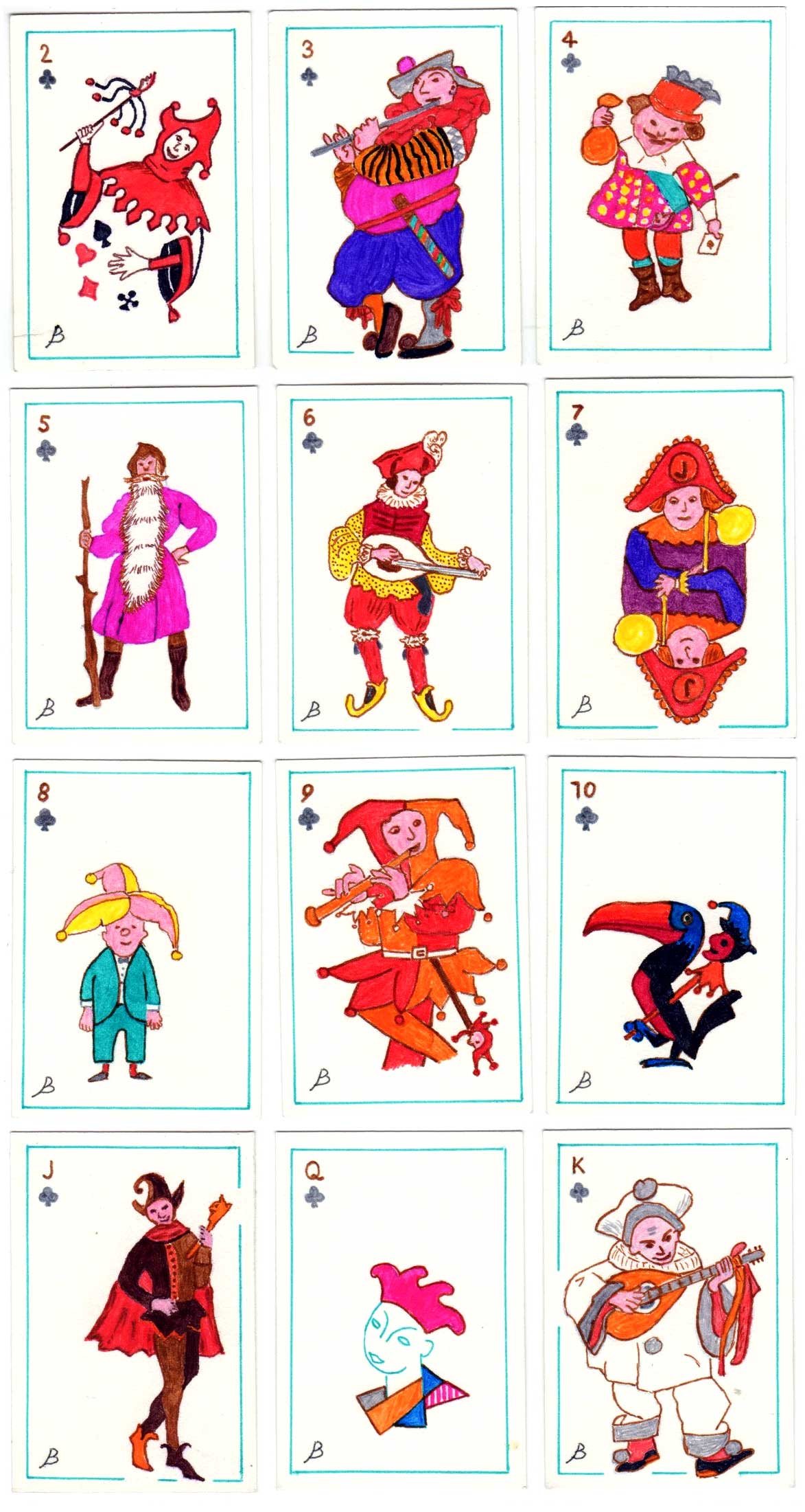 Pack of 52 hand-drawn Jokers Pack of 52 hand-drawn Jokers
