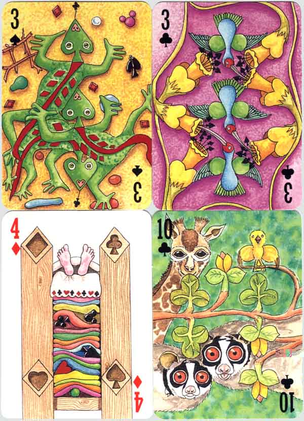 4 cards from 2000Pips Transformation Playing Cards
Designed by Peter Wood (1999)