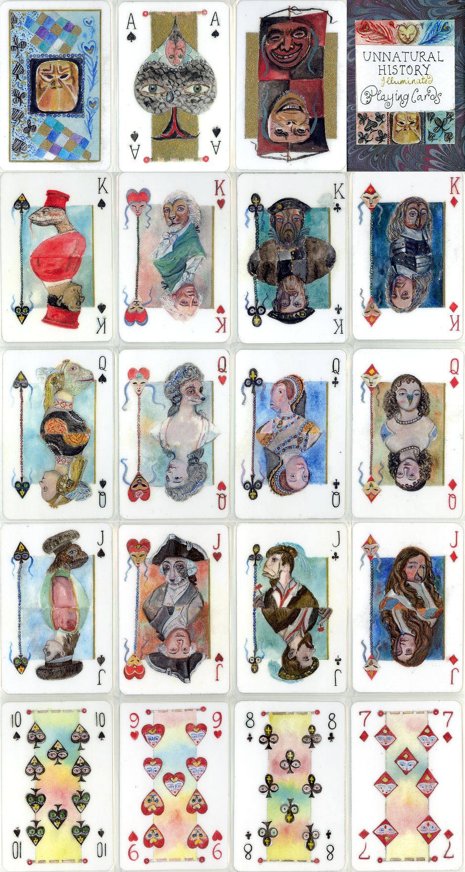 Unnatural History playing cards designed and hand-made by Shelley Fowles