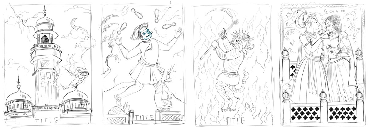 hand-drawn illustration for Bharata Major Arcana Tarot hand-drawn illustration for Bharata Major Arcana Tarot