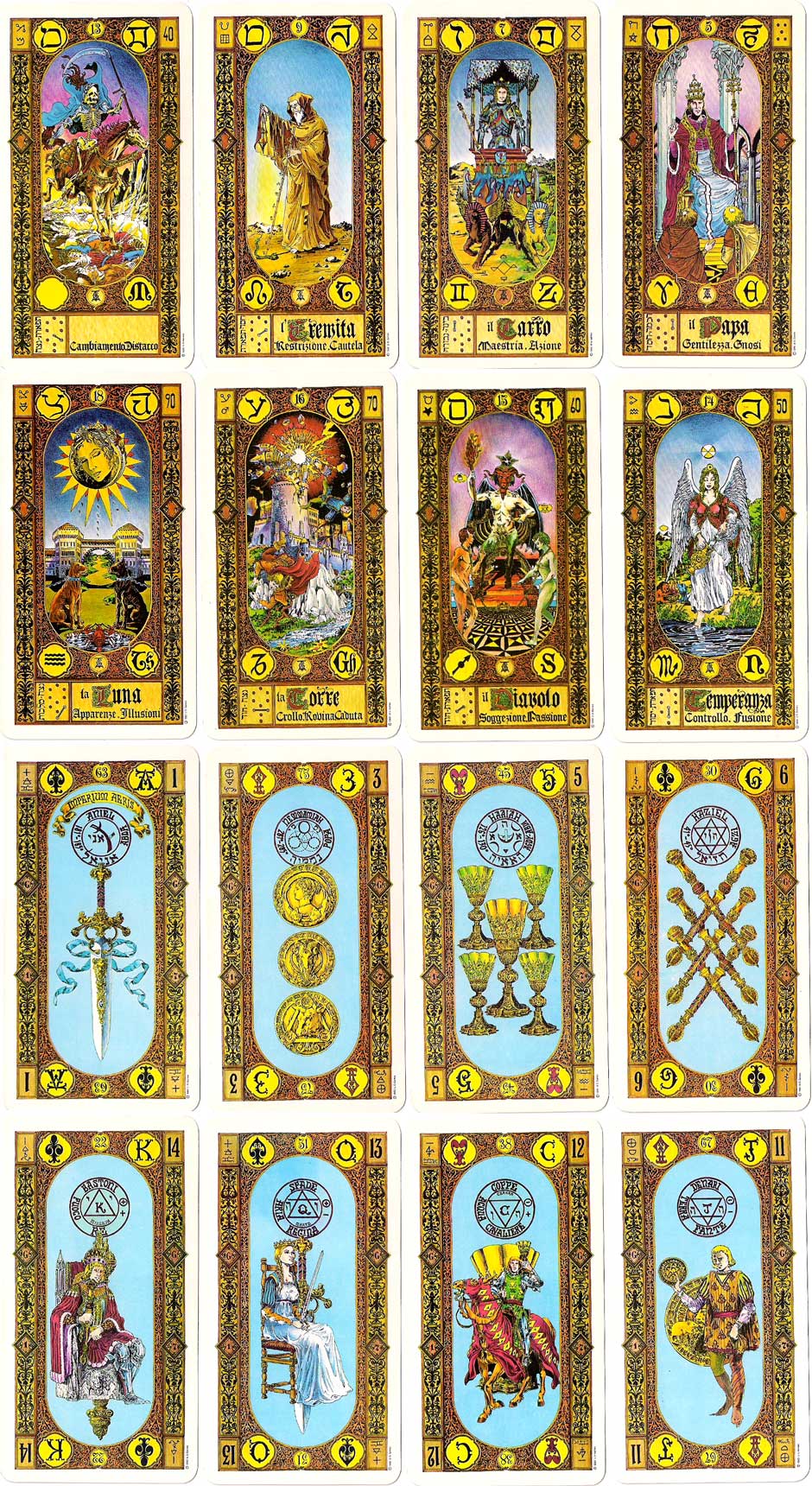 “Stairs of Gold” Tarot cards designed by Giorgio Tavaglione, 1979