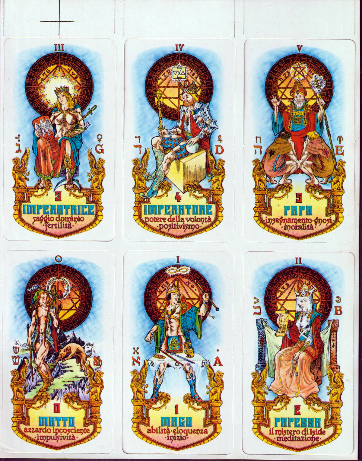 Tarocco dell’Astrologo cards published by SIAD Edizioni S.r.l. of Milan, 1981