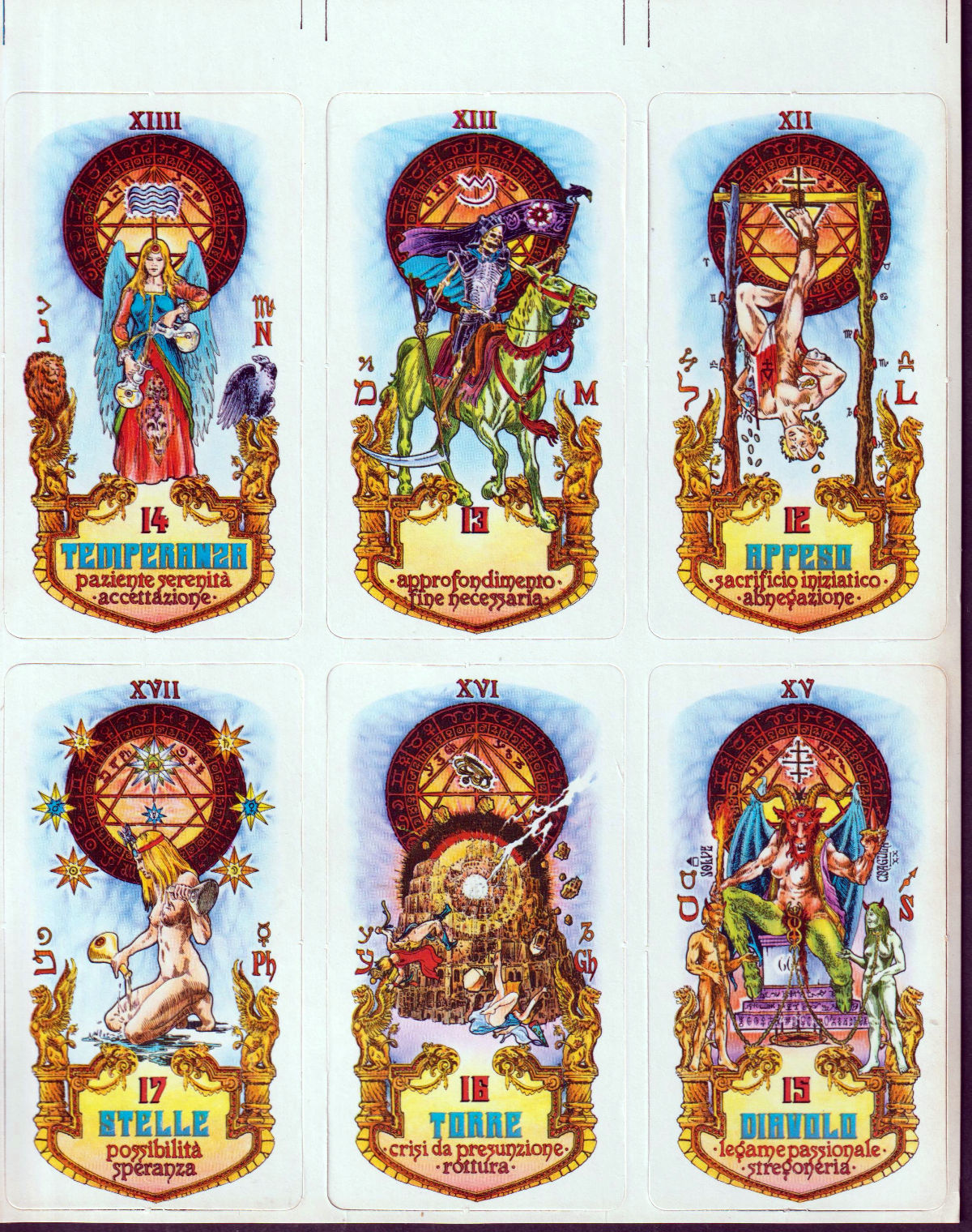 Tarocco dell’Astrologo cards published by SIAD Edizioni S.r.l. of Milan, 1981