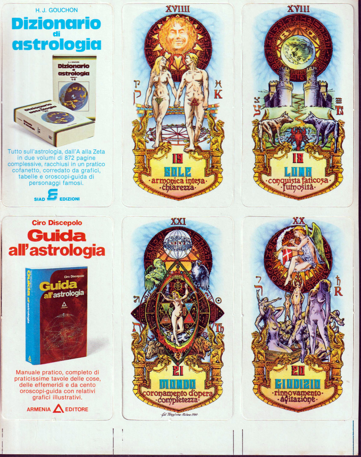 Tarocco dell’Astrologo cards published by SIAD Edizioni S.r.l. of Milan, 1981