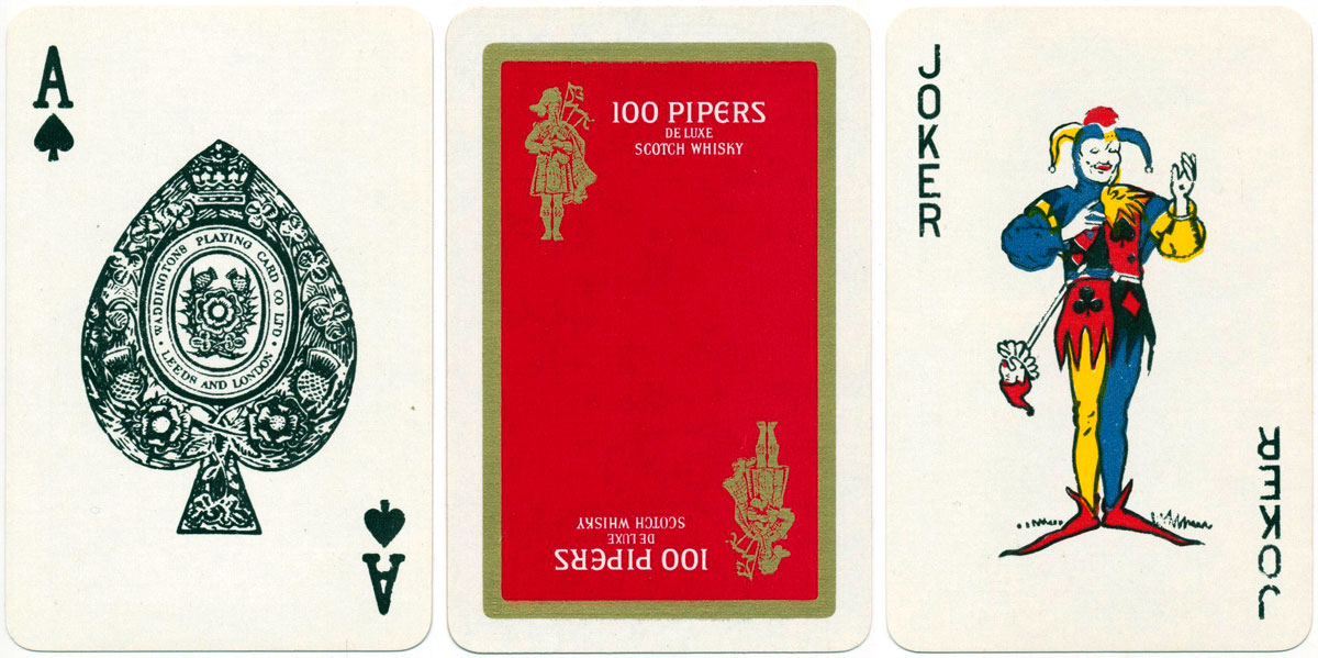 100 Pipers Scotch Whisky promotional deck, Waddingtons P.C.Co., c.1973 100 Pipers Scotch Whisky promotional deck, Waddingtons P.C.Co., c.1973