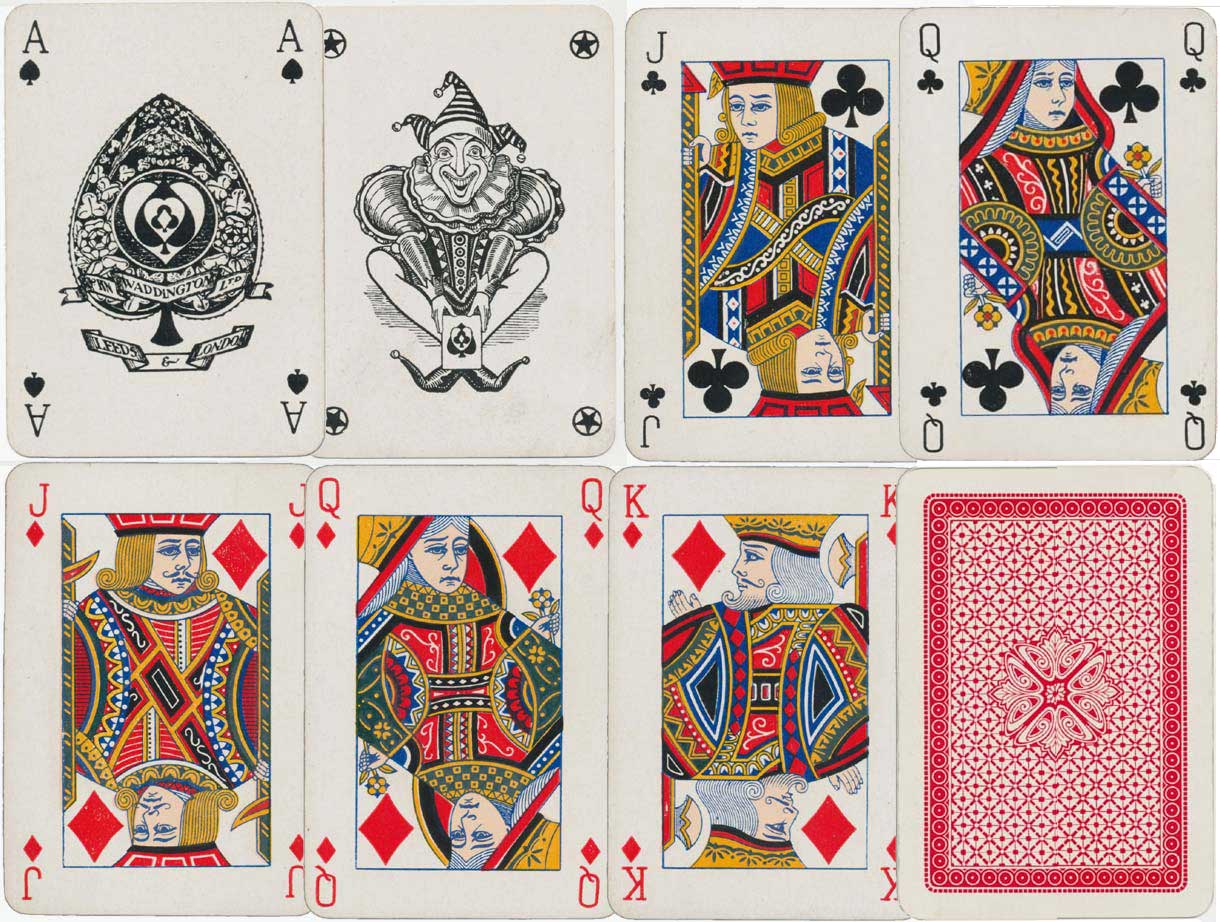 Waddington's early Ace of Spades and joker with new courts, c.1925-35