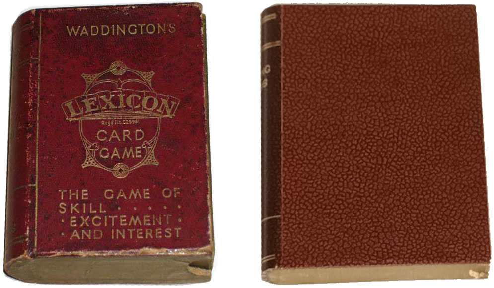 Waddington’s Faux book set alongside Lexicon box, 1930s