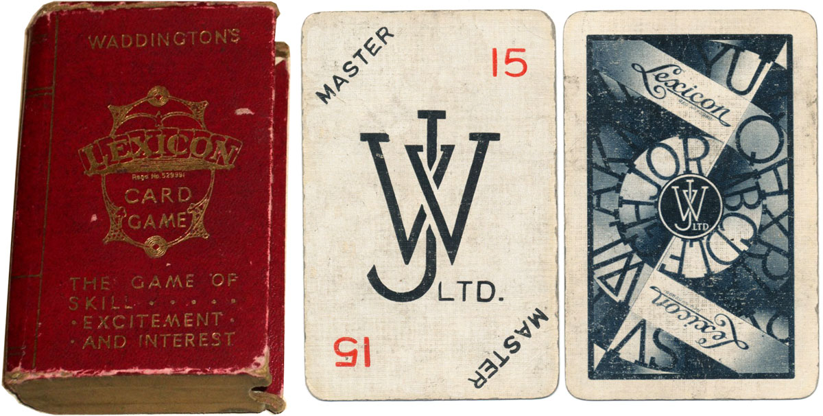 Lexicon card game with early design of ‘Master’ card, c.1933 Lexicon card game with early design of ‘Master’ card, c.1933