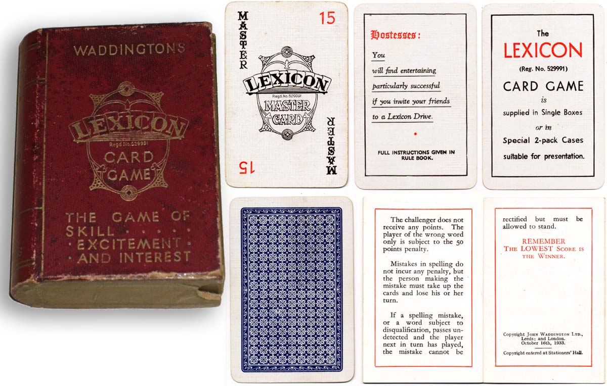 Lexicon card game, c.1933 Lexicon card game, c.1933