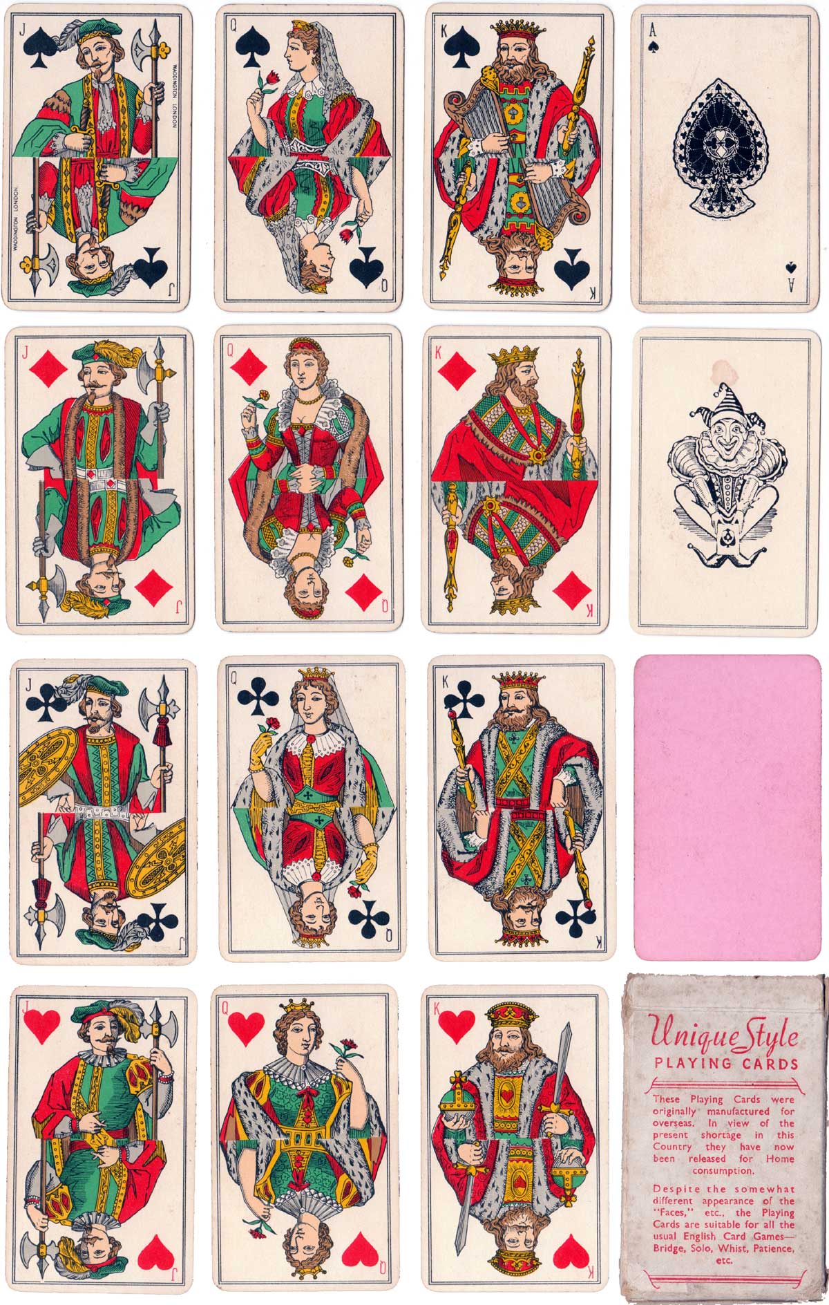 “Unique Style” Playing Cards published during war-time restrictions “Unique Style” Playing Cards published during war-time restrictions