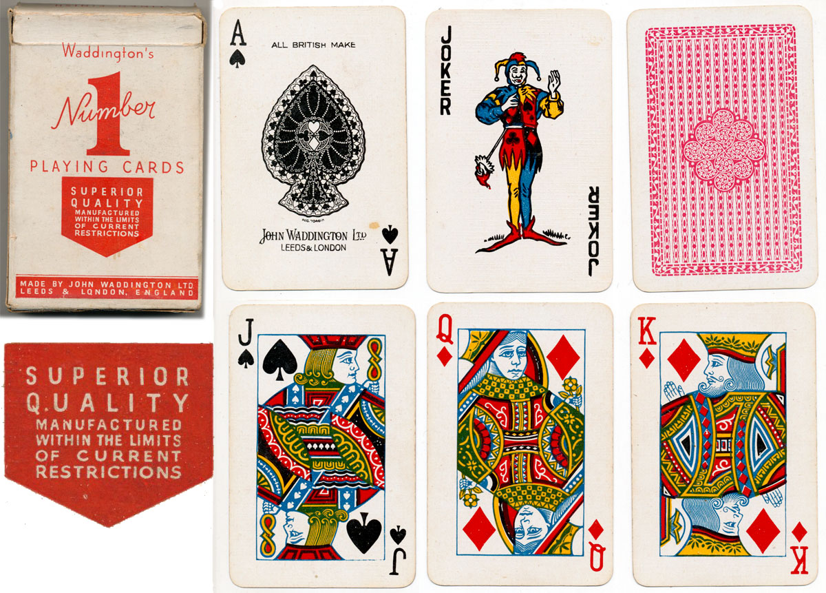 Number 1 playing cards manufactured during war-time restrictions Number 1 playing cards manufactured during war-time restrictions