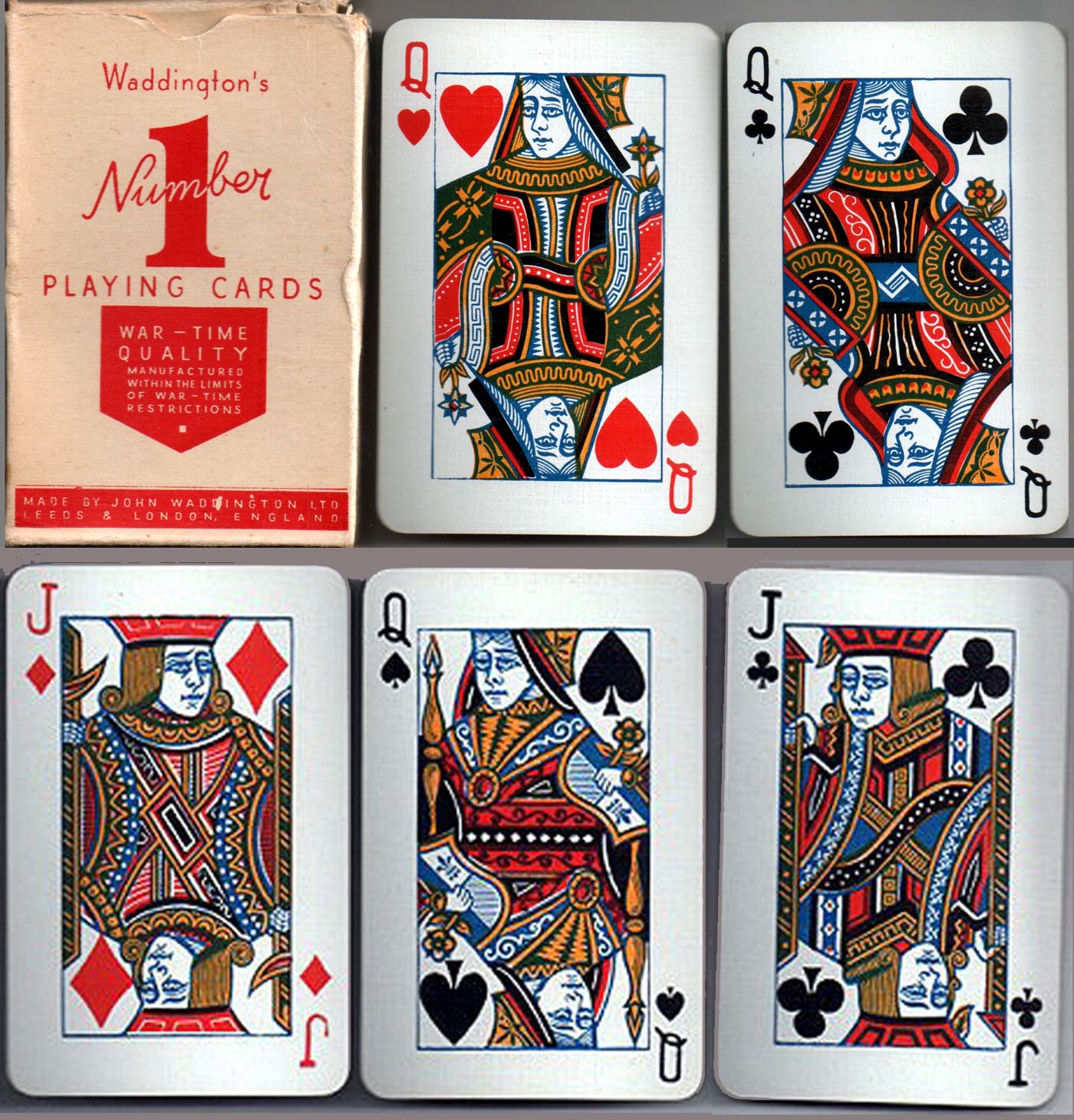 Number 1 playing cards manufactured during war-time rationing Number 1 playing cards manufactured during war-time rationing