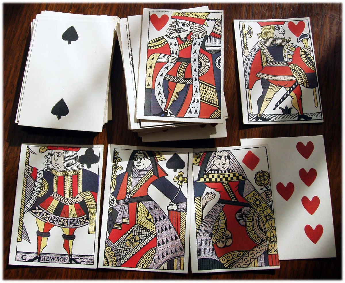 Replica 17th century playing cards Hand-made by Simon Wintle